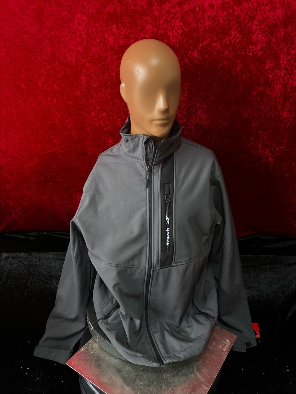 Reebok Men's Gray Performance Softshell Jacket - Black Trim